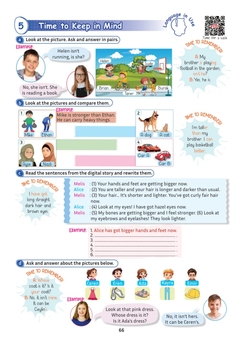 5. Sınıf İngilizce Ders Kitabı Cevapları Meb Yayınları Multi English 1 . Kitap Sayfa 66
