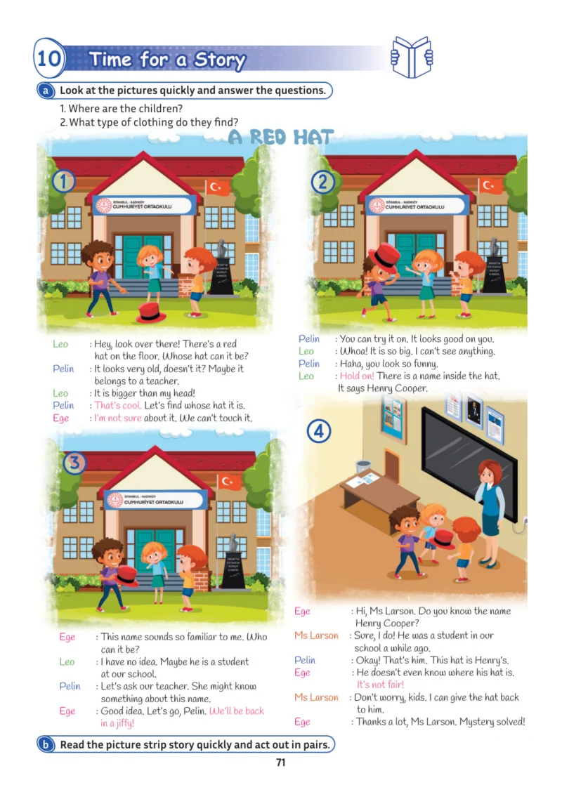5. Sınıf İngilizce Ders Kitabı Cevapları Meb Yayınları Multi English 1 . Kitap Sayfa 71