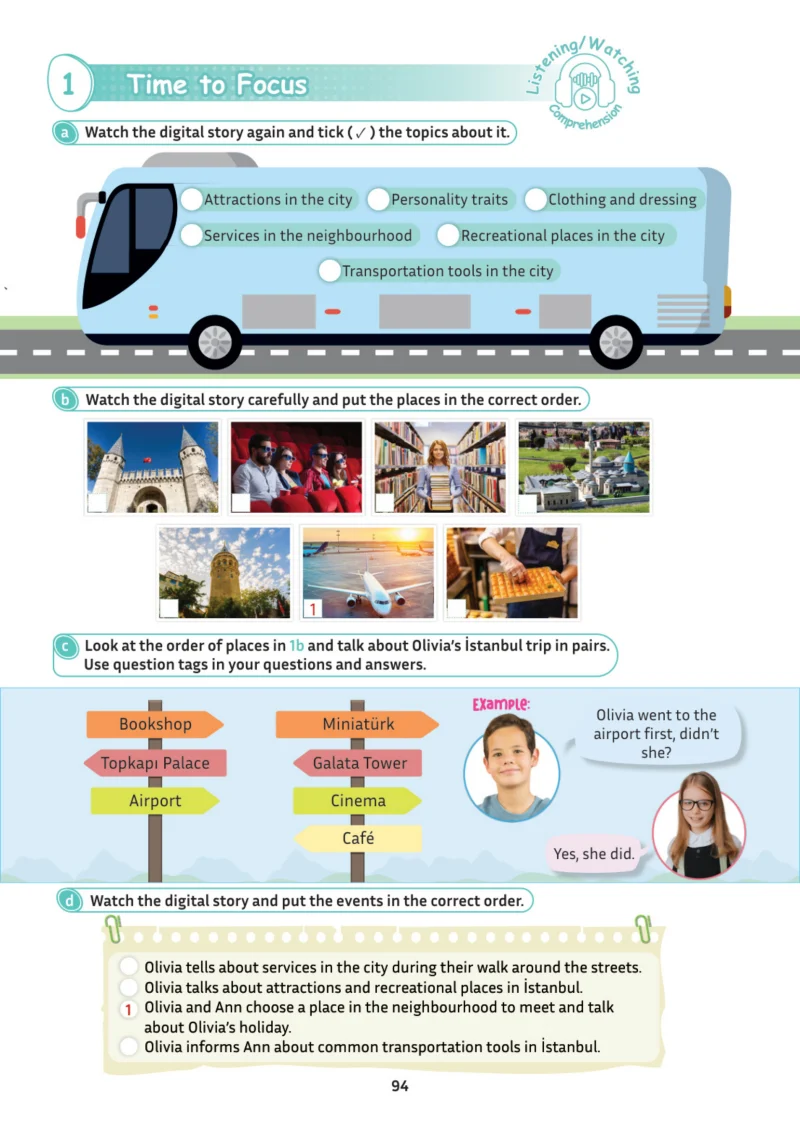 5. Sınıf İngilizce Ders Kitabı Cevapları Meb Yayınları Multi English 1 . Kitap Sayfa 94