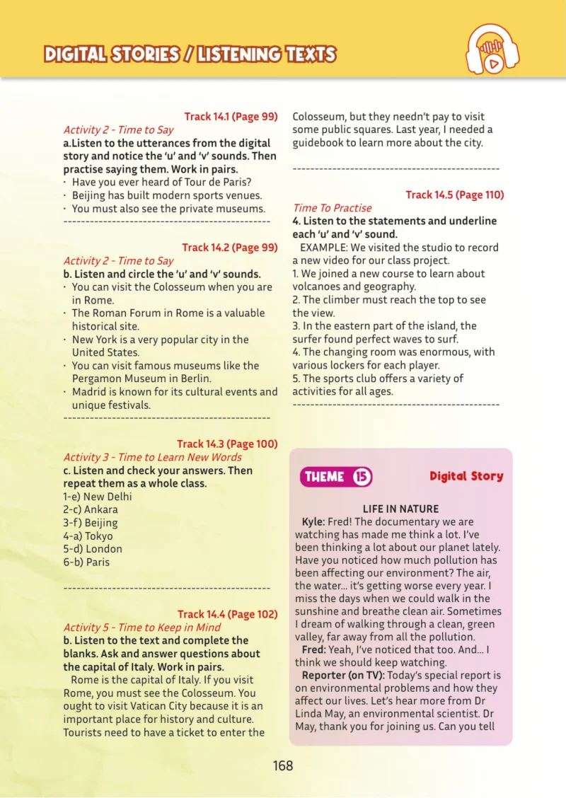 5. Sınıf İngilizce Ders Kitabı Cevapları Meb Yayınları Multi English 2 . Kitap Sayfa 168