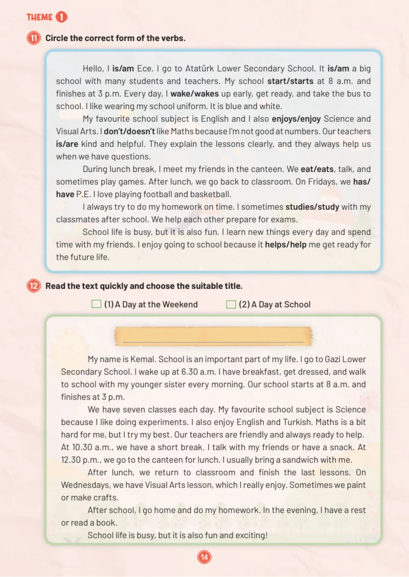 5. Sınıf İngilizce Ders Kitabı Cevapları Meb Yayınları Work Book 1. Kitap Sayfa 14