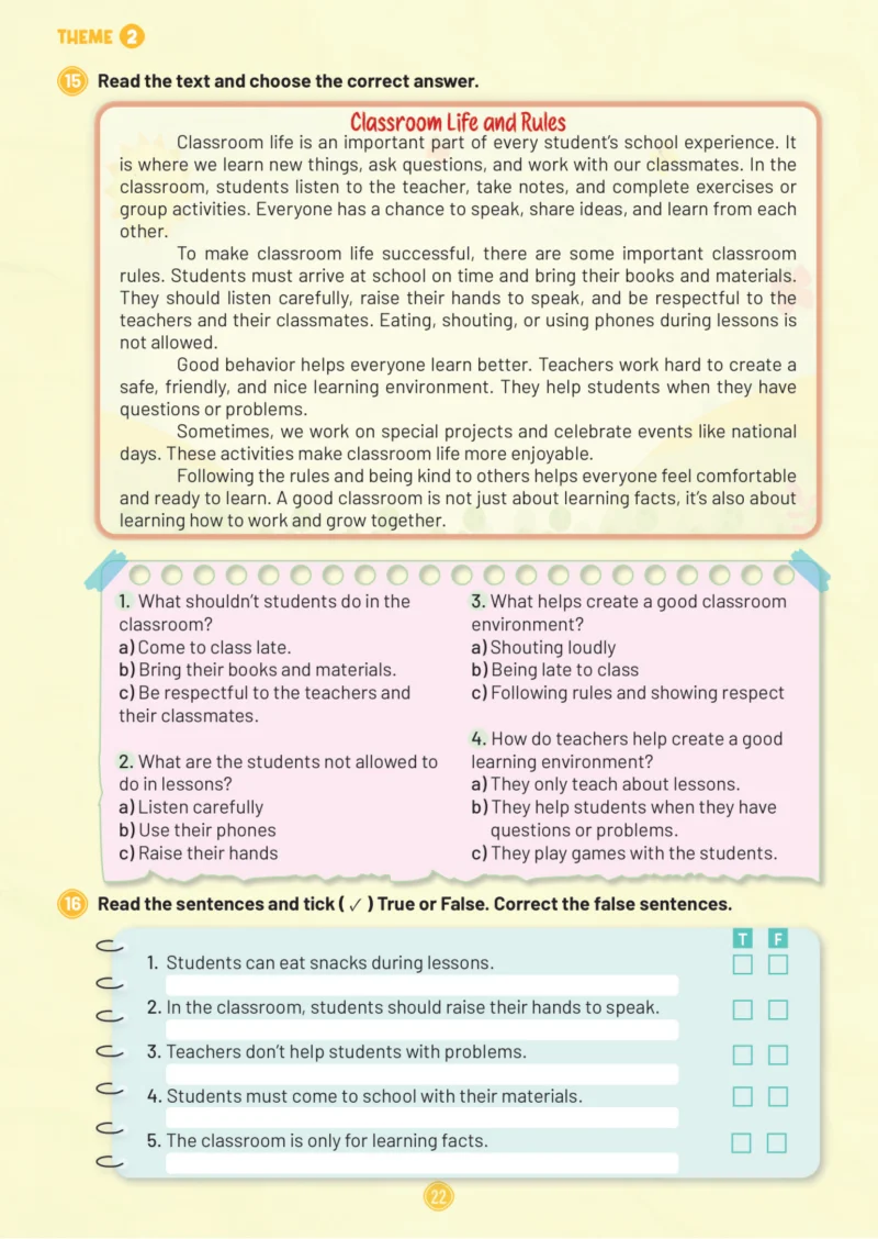 5. Sınıf İngilizce Ders Kitabı Cevapları Meb Yayınları Work Book 1. Kitap Sayfa 22