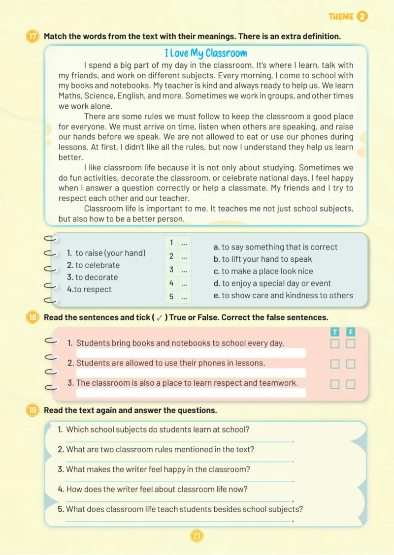 5. Sınıf İngilizce Ders Kitabı Cevapları Meb Yayınları Work Book 1. Kitap Sayfa 23