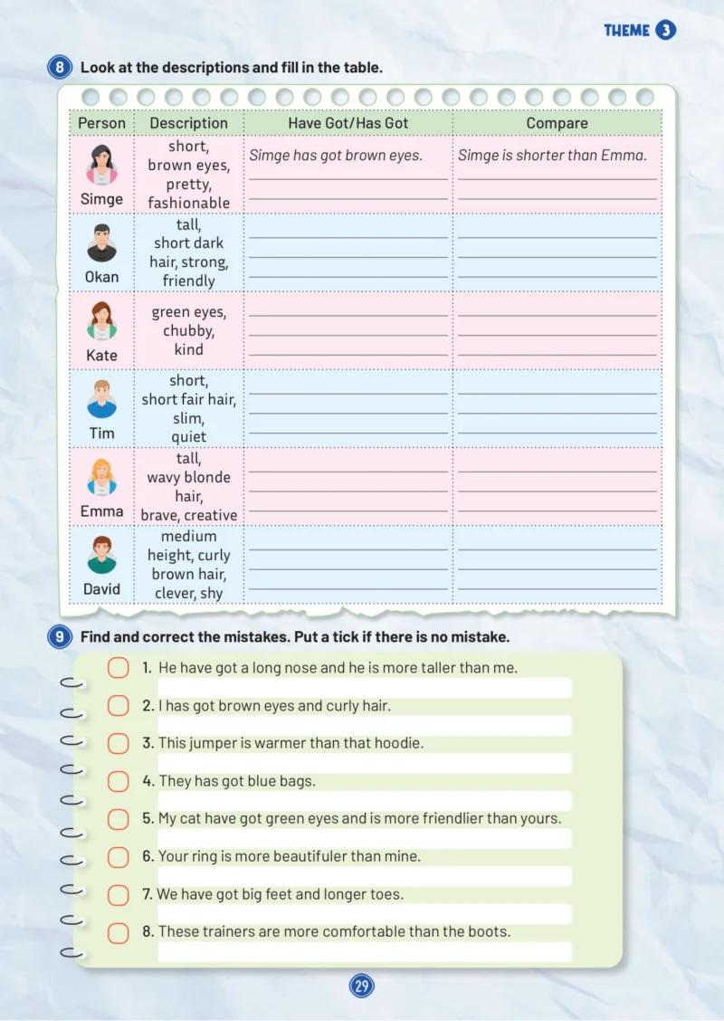 5. Sınıf İngilizce Ders Kitabı Cevapları Meb Yayınları Work Book 1. Kitap Sayfa 29