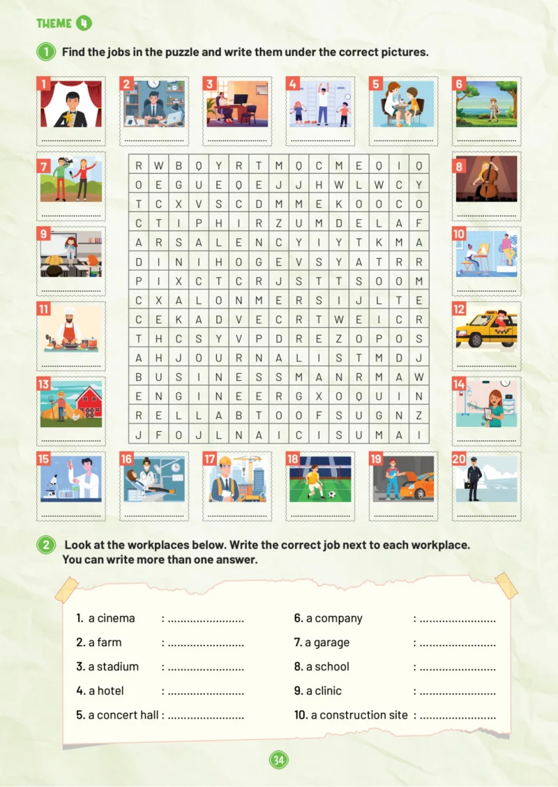 5. Sınıf İngilizce Ders Kitabı Cevapları Meb Yayınları Work Book 1. Kitap Sayfa 34