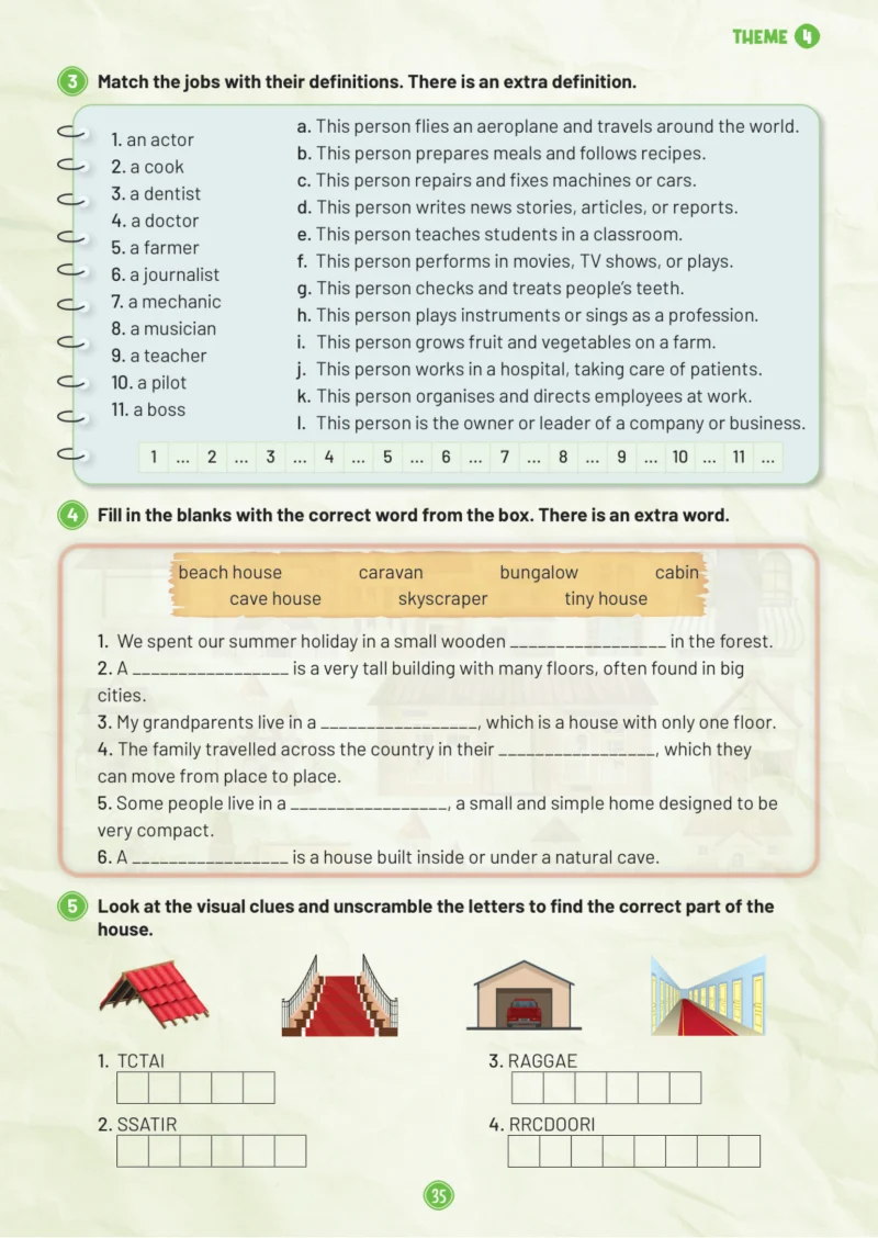 5. Sınıf İngilizce Ders Kitabı Cevapları Meb Yayınları Work Book 1. Kitap Sayfa 35