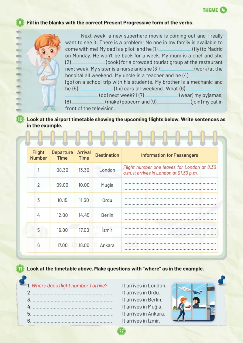 5. Sınıf İngilizce Ders Kitabı Cevapları Meb Yayınları Work Book 1. Kitap Sayfa 37