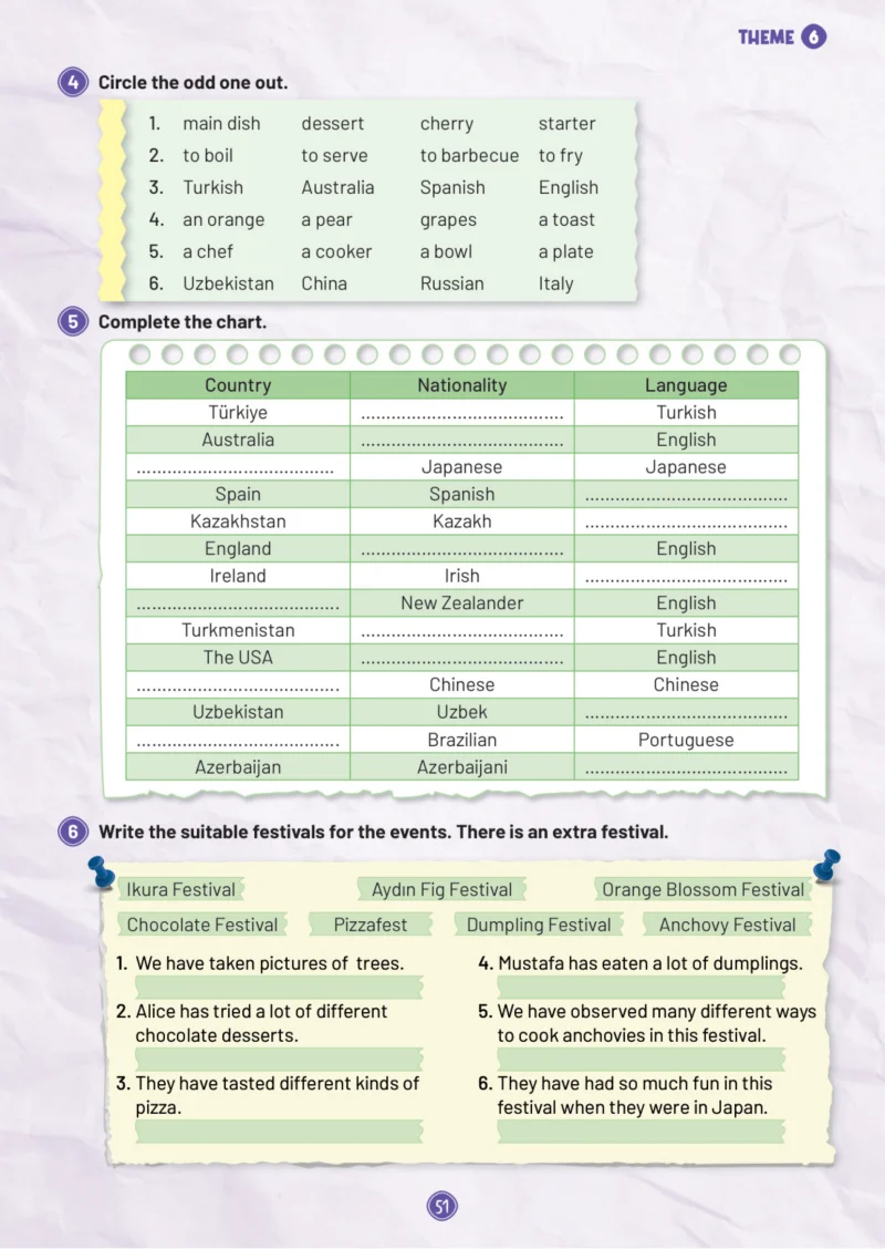 5. Sınıf İngilizce Ders Kitabı Cevapları Meb Yayınları Work Book 1. Kitap Sayfa 51