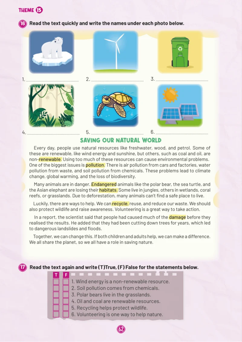 5. Sınıf İngilizce Ders Kitabı Cevapları Meb Yayınları Work Book 2. Kitap Sayfa 62
