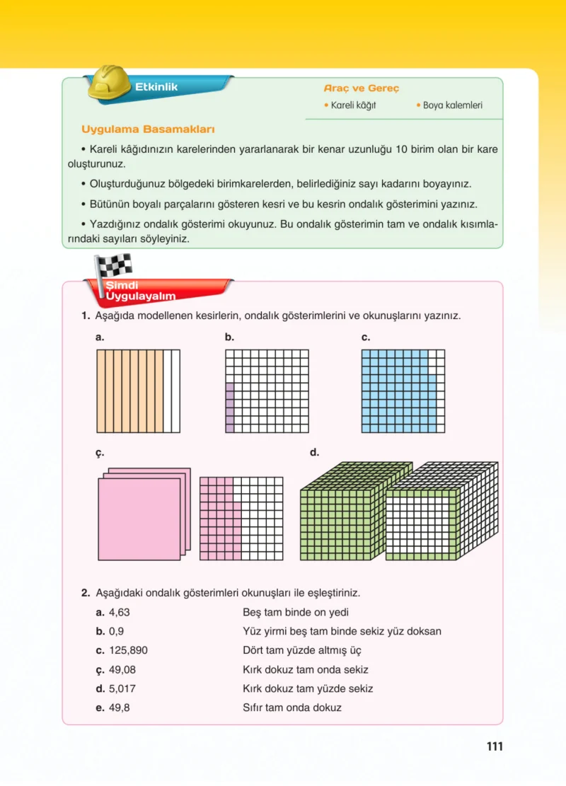 5. Sınıf Matematik Ders Kitabı Cevapları Koza Yayınları Sayfa 111