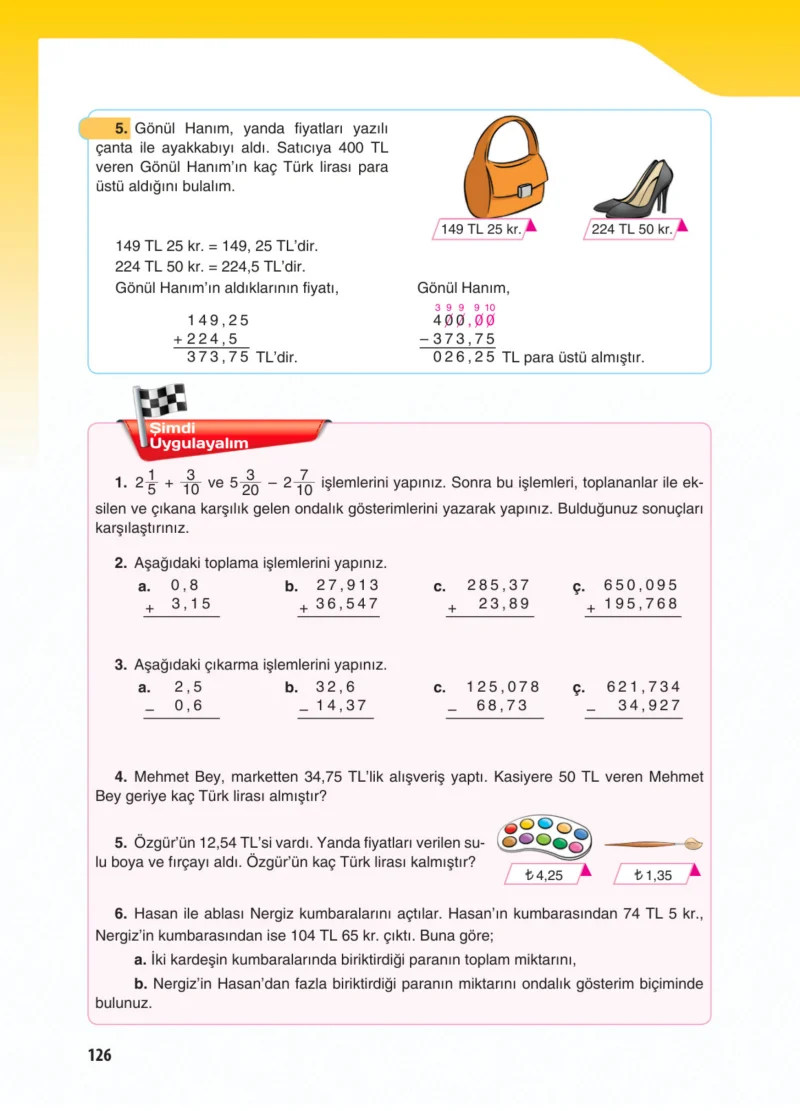 5. Sınıf Matematik Ders Kitabı Cevapları Koza Yayınları Sayfa 126