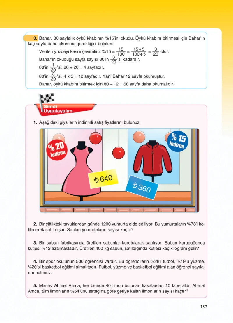 5. Sınıf Matematik Ders Kitabı Cevapları Koza Yayınları Sayfa 137
