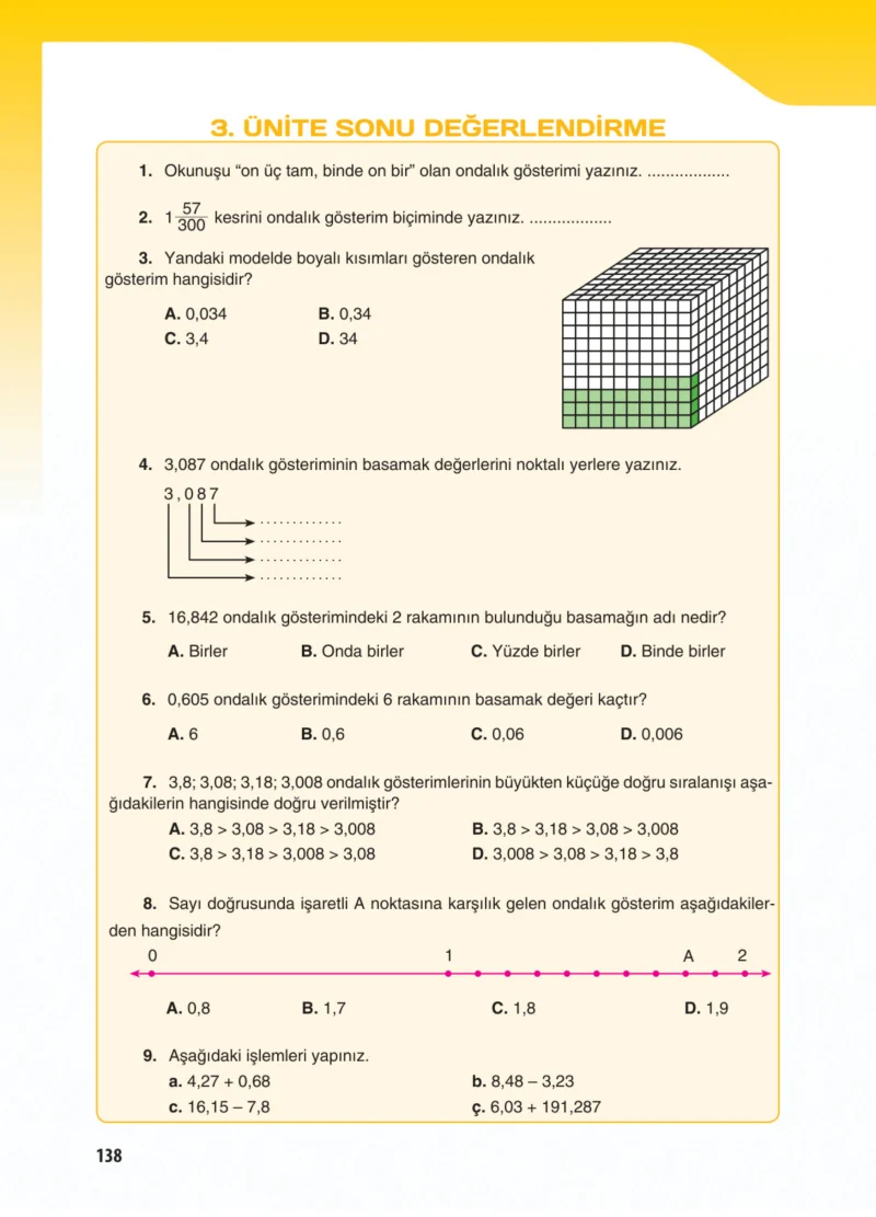 5. Sınıf Matematik Ders Kitabı Cevapları Koza Yayınları Sayfa 138