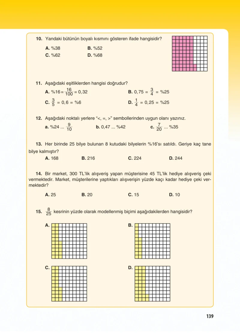 5. Sınıf Matematik Ders Kitabı Cevapları Koza Yayınları Sayfa 139