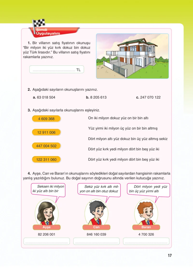 5. Sınıf Matematik Ders Kitabı Cevapları Koza Yayınları Sayfa 17