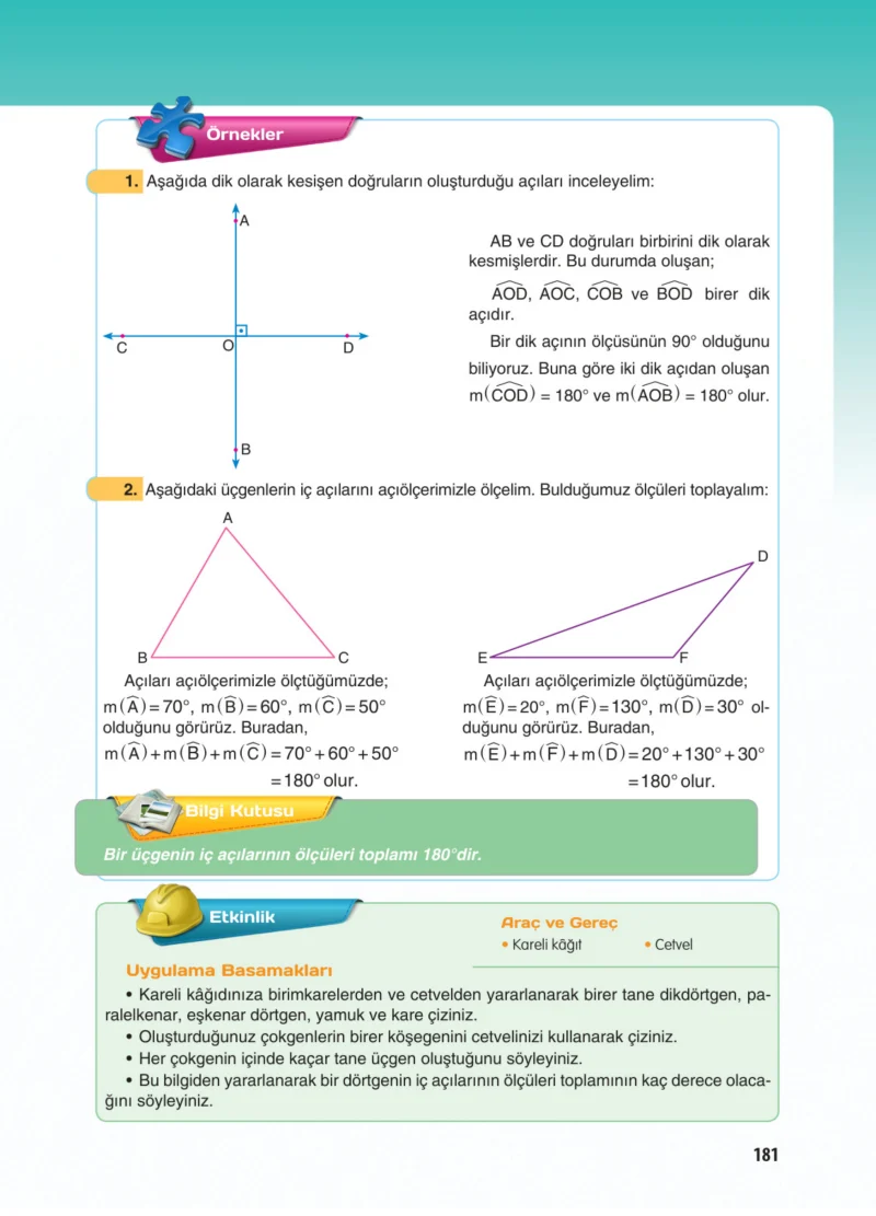 5. Sınıf Matematik Ders Kitabı Cevapları Koza Yayınları Sayfa 181