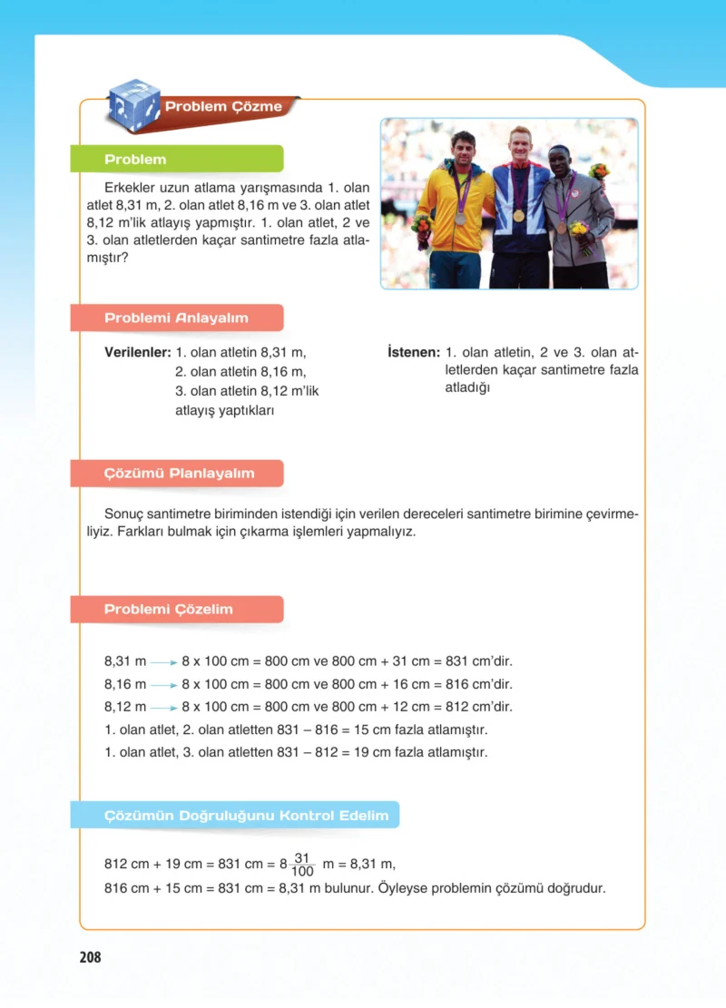 5. Sınıf Matematik Ders Kitabı Cevapları Koza Yayınları Sayfa 208