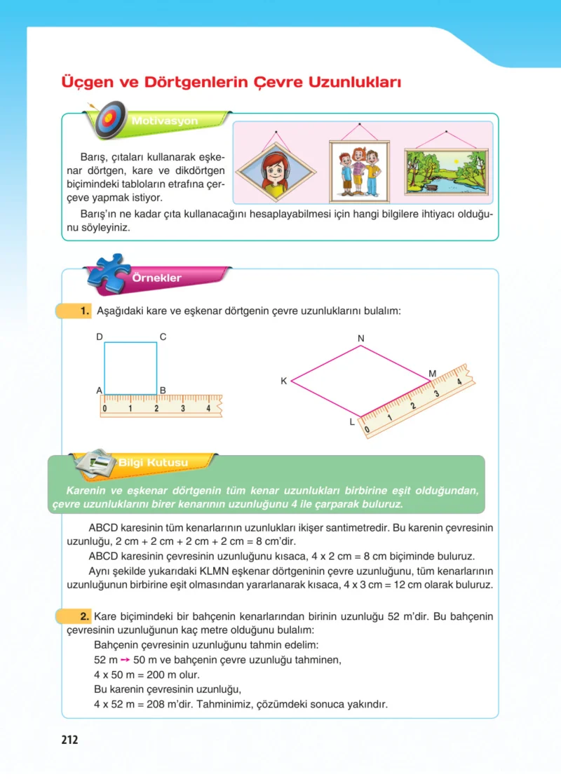 5. Sınıf Matematik Ders Kitabı Cevapları Koza Yayınları Sayfa 212