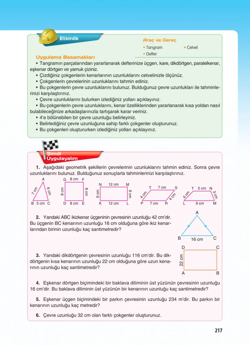 5. Sınıf Matematik Ders Kitabı Cevapları Koza Yayınları Sayfa 217