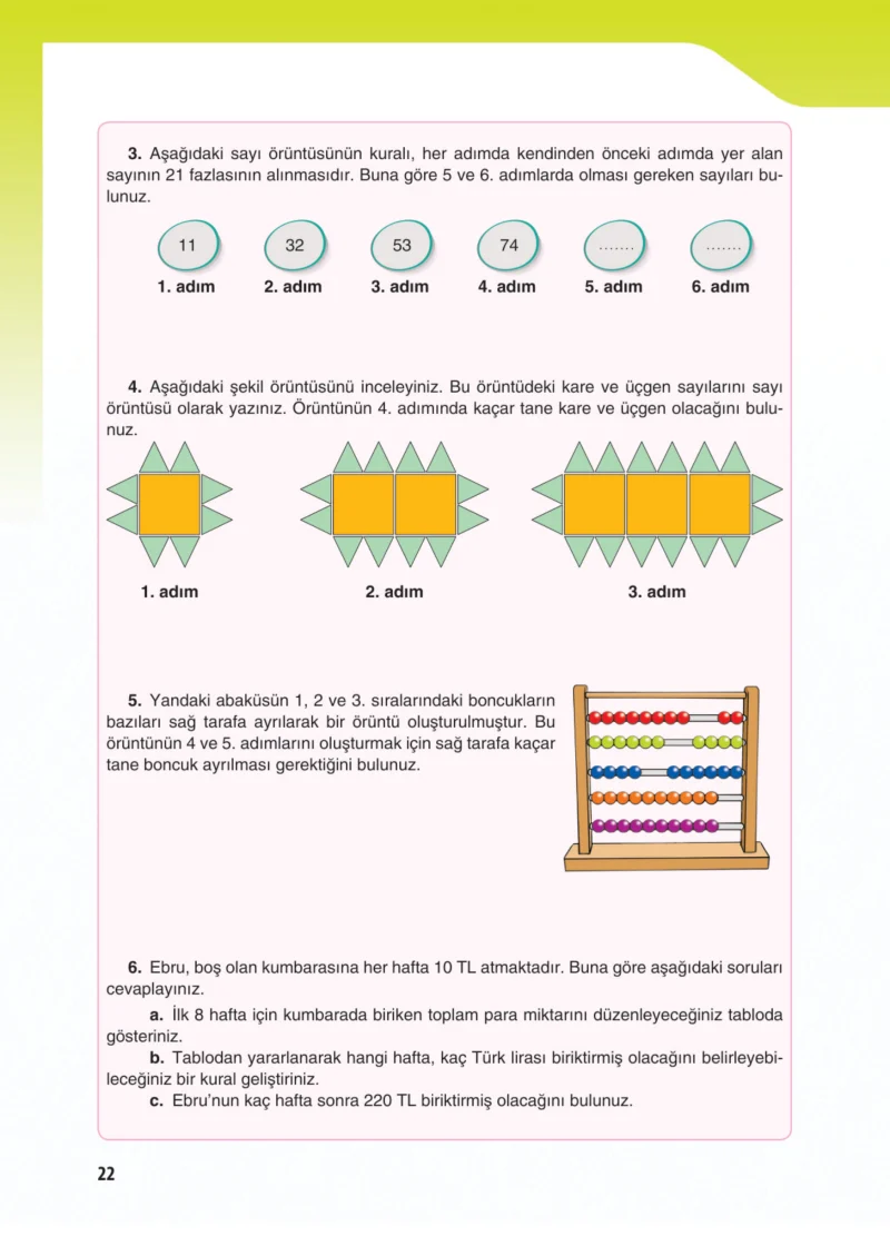5. Sınıf Matematik Ders Kitabı Cevapları Koza Yayınları Sayfa 22