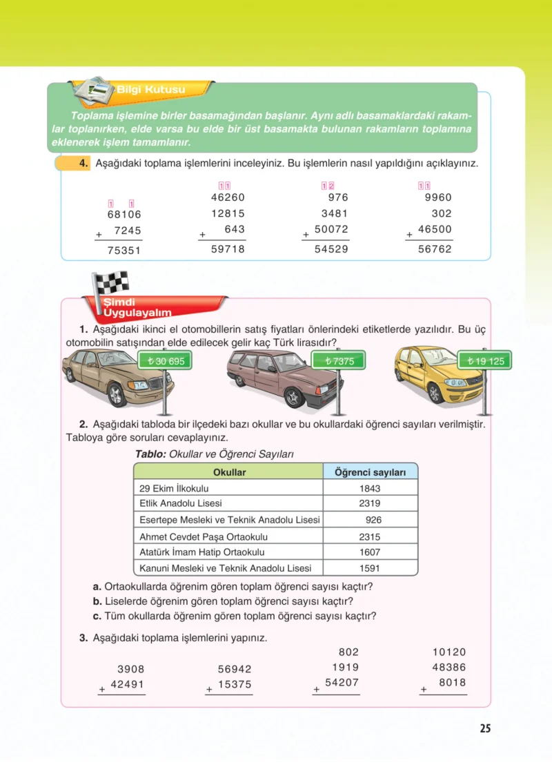 5. Sınıf Matematik Ders Kitabı Cevapları Koza Yayınları Sayfa 25