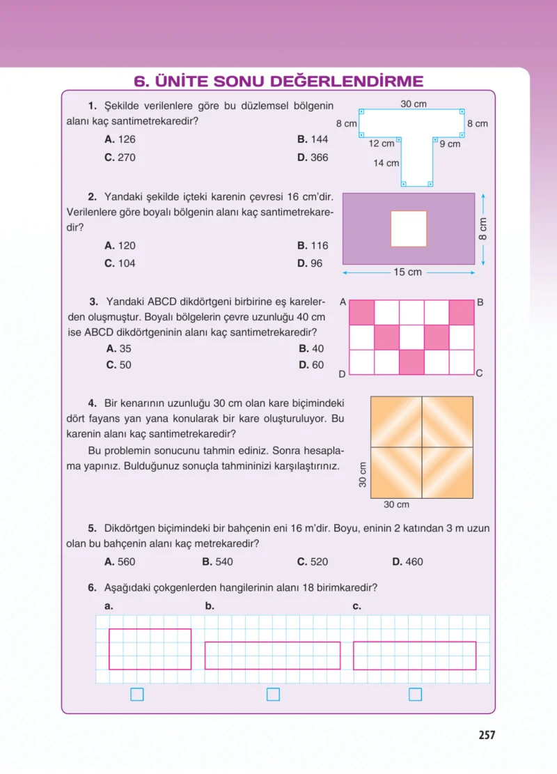 5. Sınıf Matematik Ders Kitabı Cevapları Koza Yayınları Sayfa 257