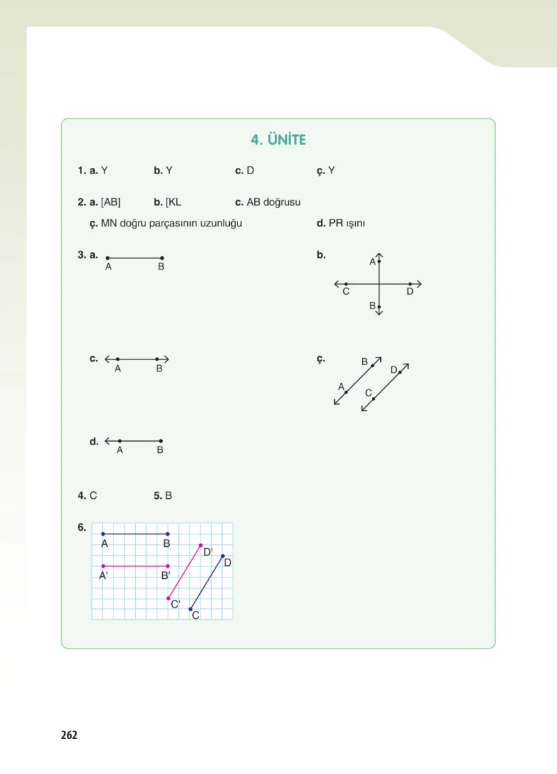 5. Sınıf Matematik Ders Kitabı Cevapları Koza Yayınları Sayfa 262