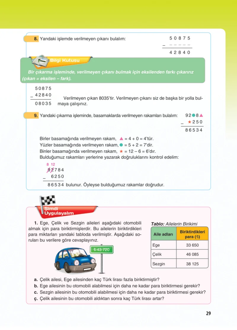 5. Sınıf Matematik Ders Kitabı Cevapları Koza Yayınları Sayfa 29