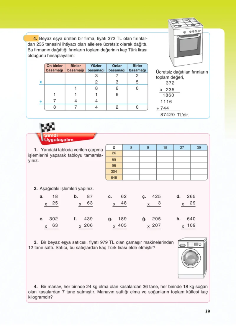 5. Sınıf Matematik Ders Kitabı Cevapları Koza Yayınları Sayfa 39