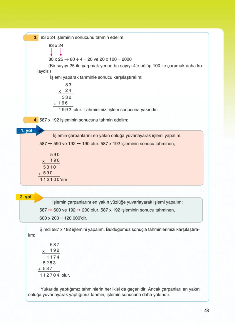 5. Sınıf Matematik Ders Kitabı Cevapları Koza Yayınları Sayfa 43