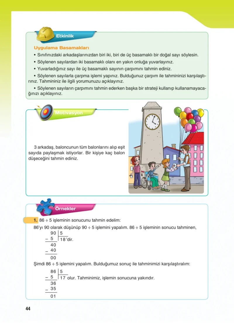 5. Sınıf Matematik Ders Kitabı Cevapları Koza Yayınları Sayfa 44