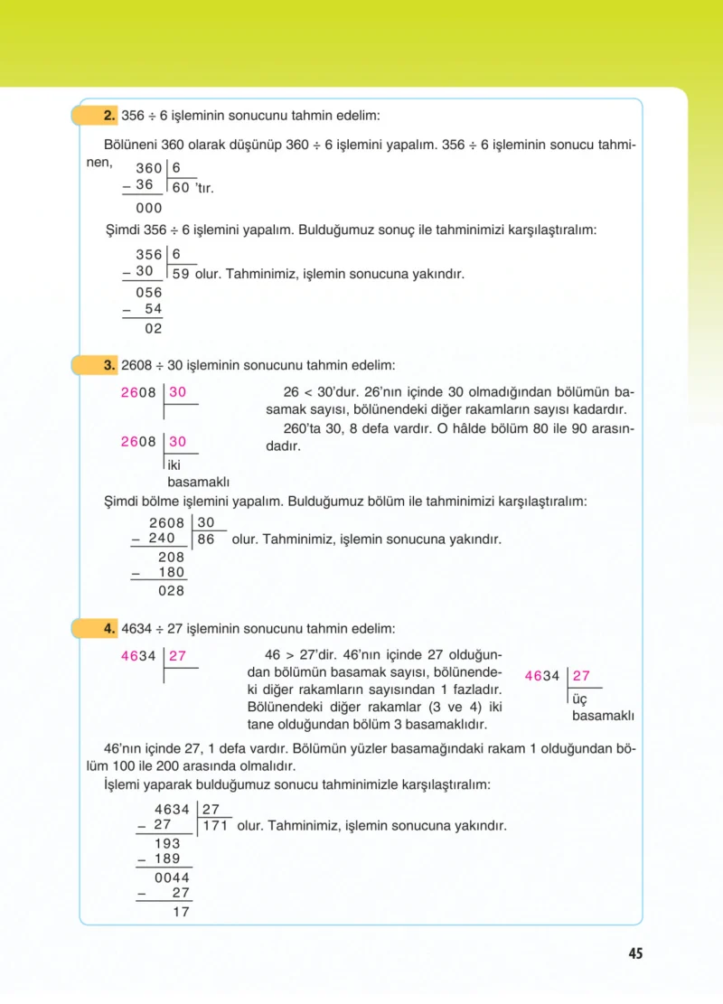 5. Sınıf Matematik Ders Kitabı Cevapları Koza Yayınları Sayfa 45