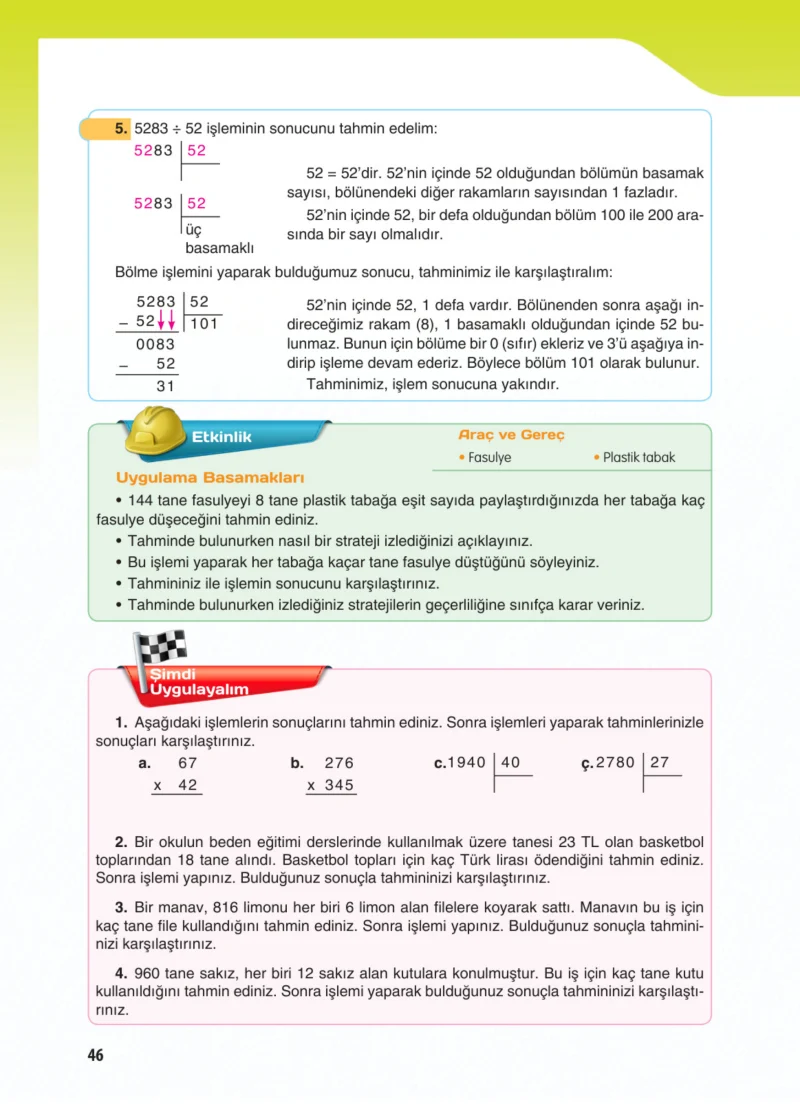 5. Sınıf Matematik Ders Kitabı Cevapları Koza Yayınları Sayfa 46