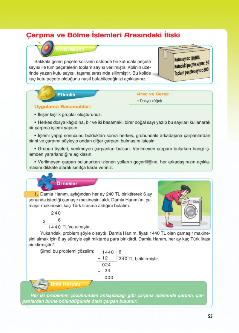 5. Sınıf Matematik Ders Kitabı Cevapları Koza Yayınları Sayfa 55