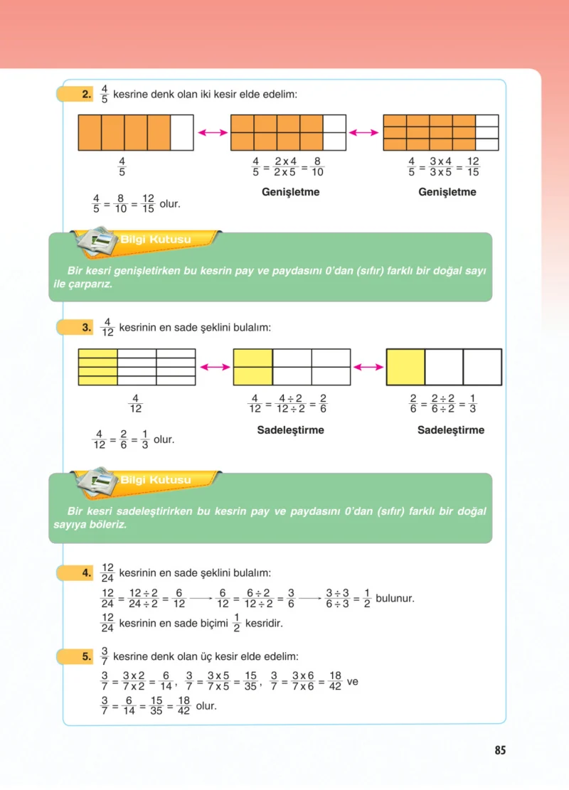 5. Sınıf Matematik Ders Kitabı Cevapları Koza Yayınları Sayfa 85