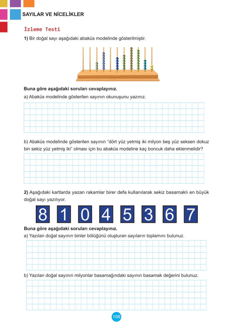 5. Sınıf Matematik Ders Kitabı Cevapları Meb Yayınları 1.Kitap Sayfa 108