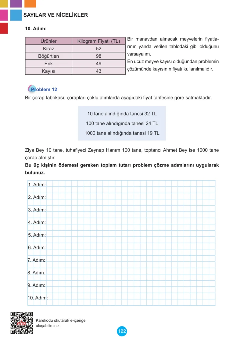 5. Sınıf Matematik Ders Kitabı Cevapları Meb Yayınları 1.Kitap Sayfa 122