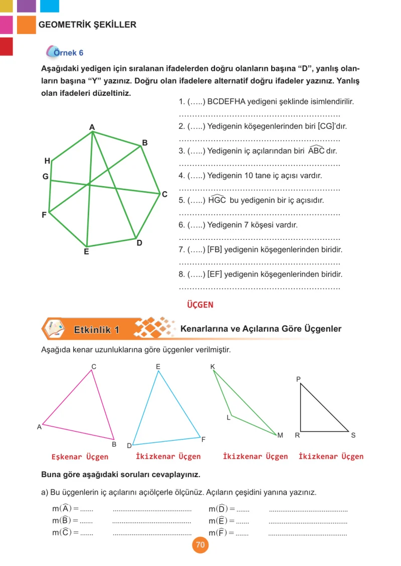 5. Sınıf Matematik Ders Kitabı Cevapları Meb Yayınları 1.Kitap Sayfa 70
