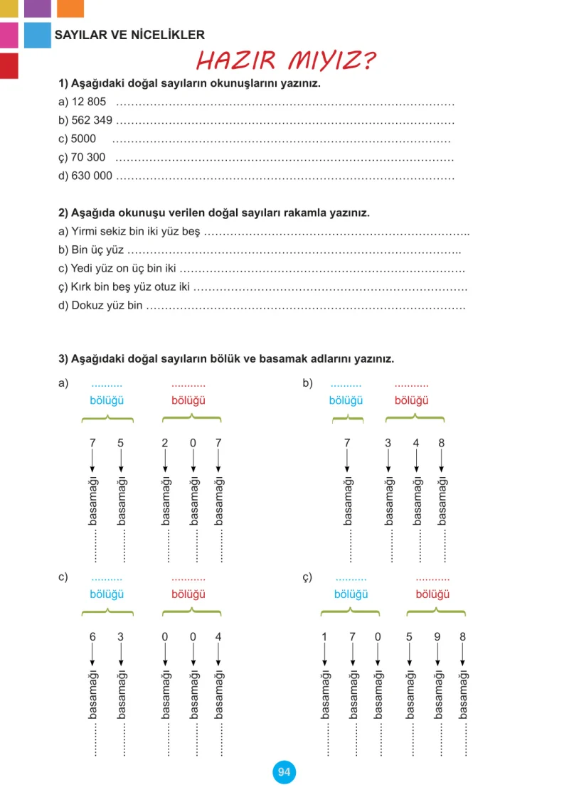 5. Sınıf Matematik Ders Kitabı Cevapları Meb Yayınları 1.Kitap Sayfa 94