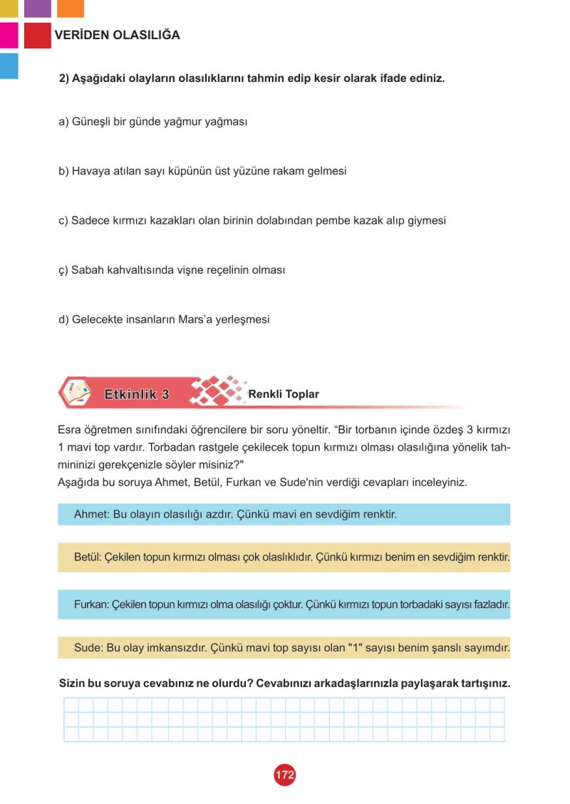 5. Sınıf Matematik Ders Kitabı Cevapları Meb Yayınları 2.Kitap Sayfa 172