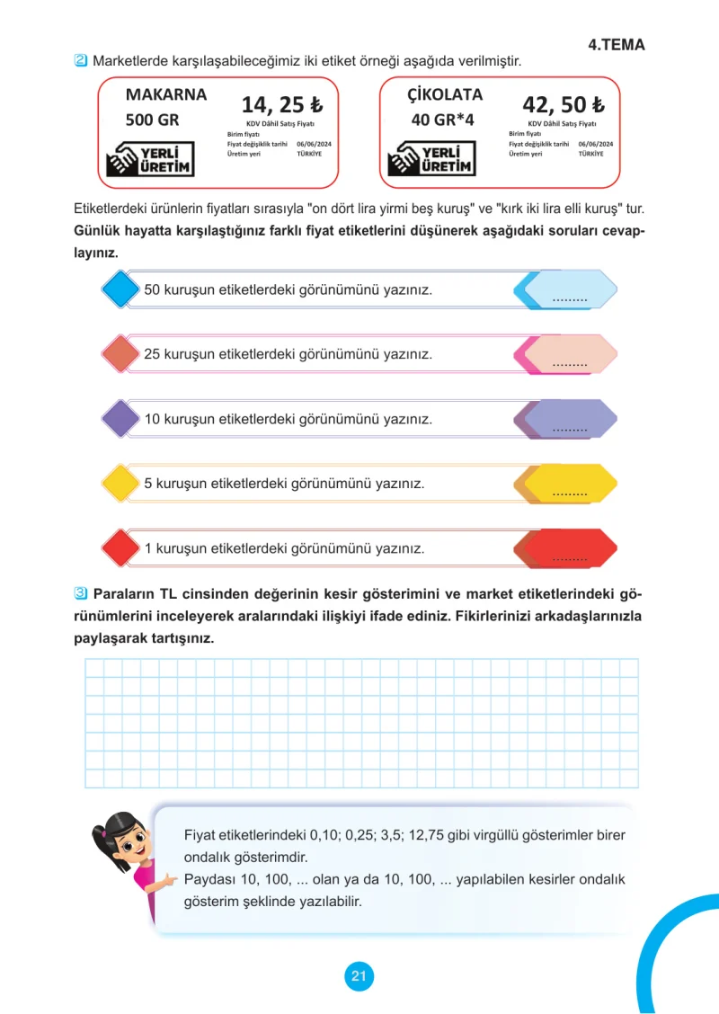 5. Sınıf Matematik Ders Kitabı Cevapları Meb Yayınları 2.Kitap Sayfa 21