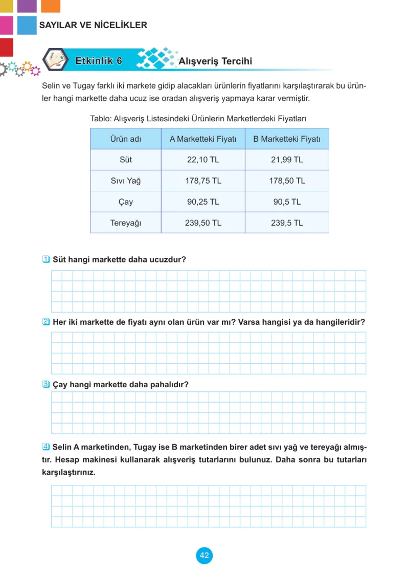 5. Sınıf Matematik Ders Kitabı Cevapları Meb Yayınları 2.Kitap Sayfa 42