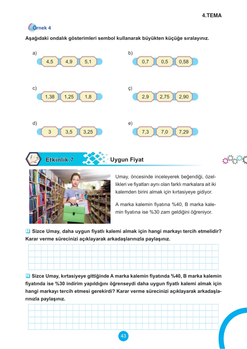 5. Sınıf Matematik Ders Kitabı Cevapları Meb Yayınları 2.Kitap Sayfa 43