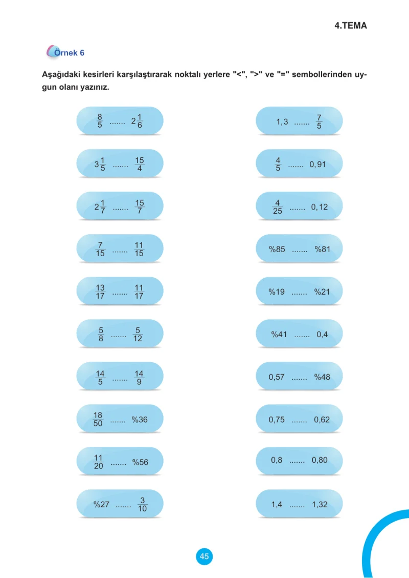 5. Sınıf Matematik Ders Kitabı Cevapları Meb Yayınları 2.Kitap Sayfa 45