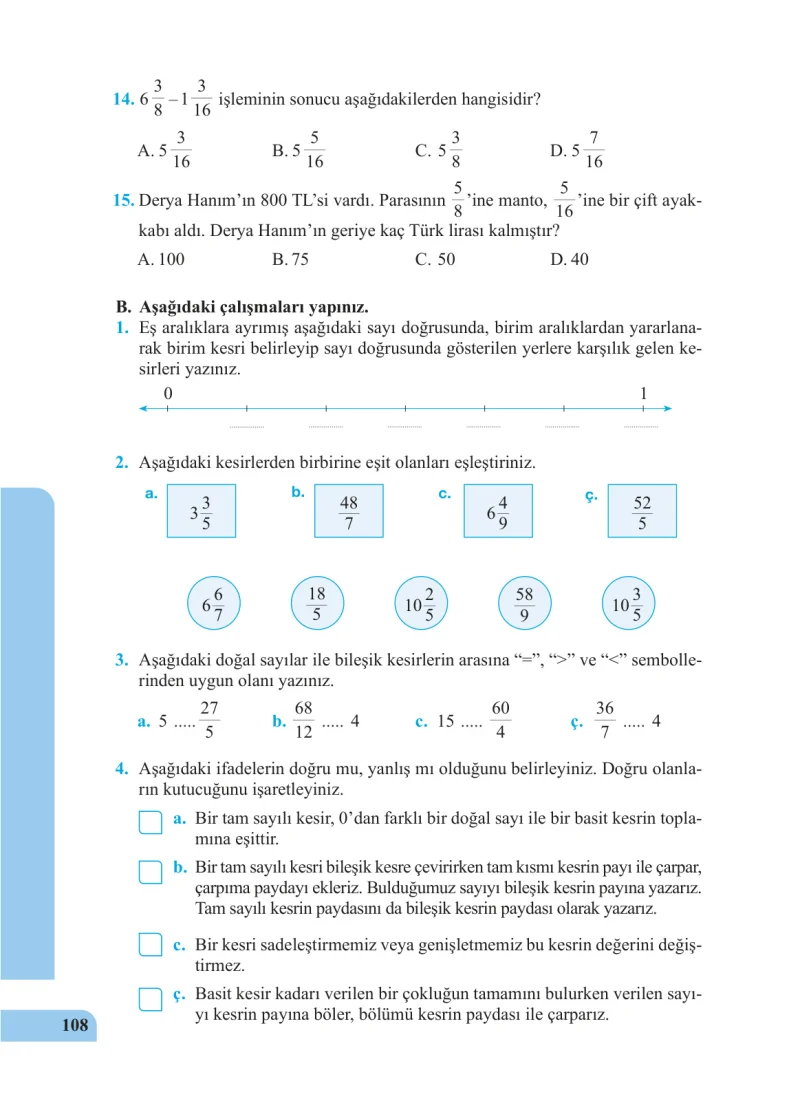 5. Sınıf Matematik Ders Kitabı Cevapları Özgün Yayınları Sayfa 108