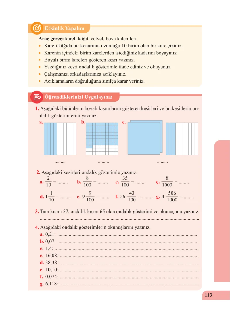 5. Sınıf Matematik Ders Kitabı Cevapları Özgün Yayınları Sayfa 113
