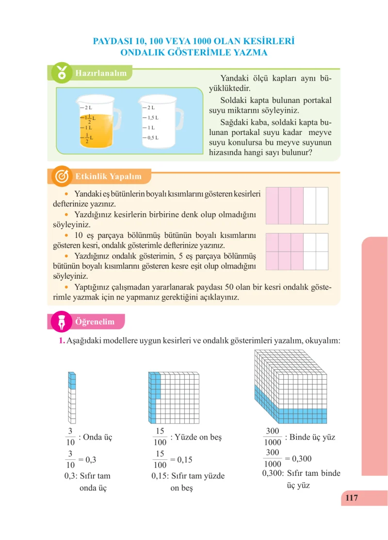 5. Sınıf Matematik Ders Kitabı Cevapları Özgün Yayınları Sayfa 117