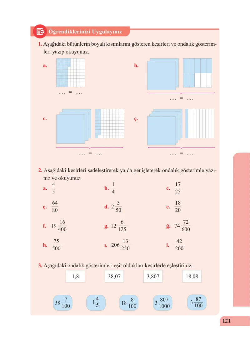 5. Sınıf Matematik Ders Kitabı Cevapları Özgün Yayınları Sayfa 121