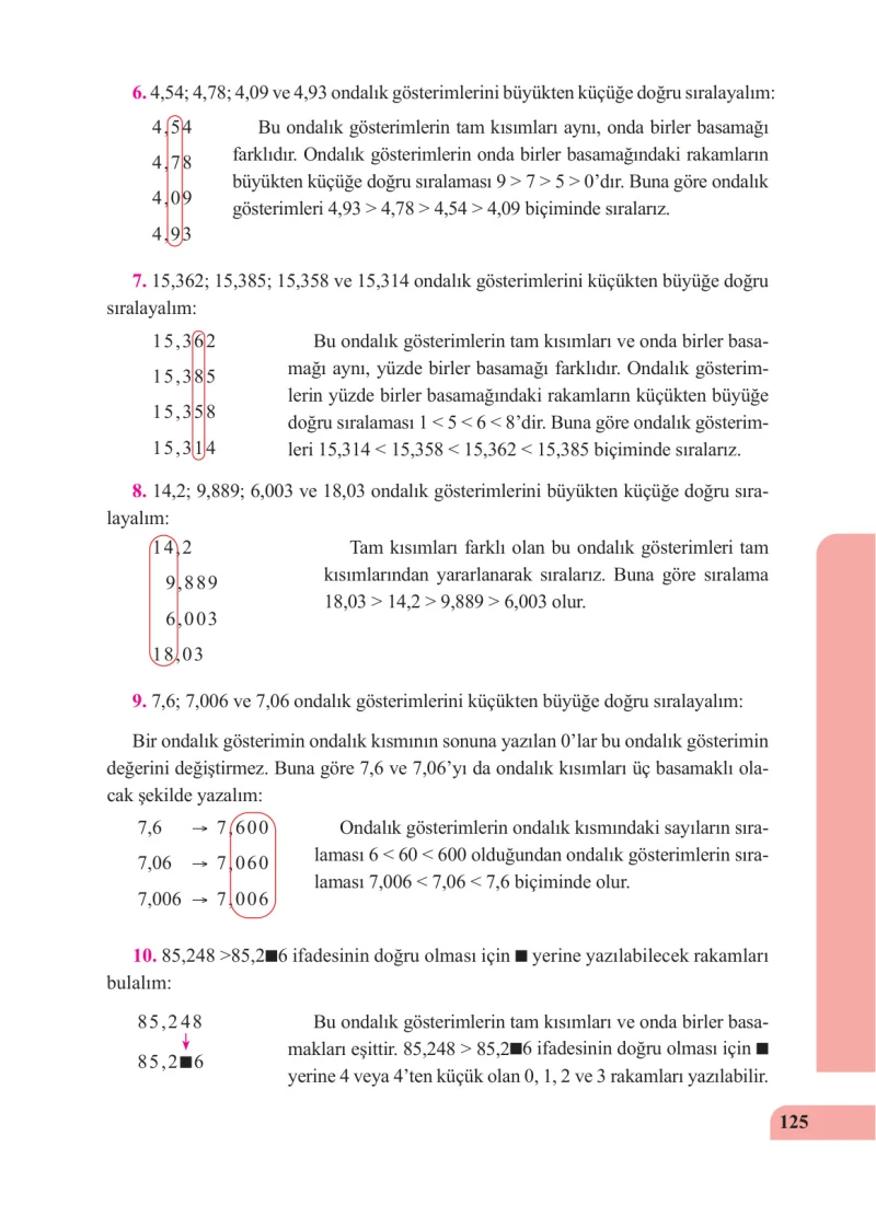 5. Sınıf Matematik Ders Kitabı Cevapları Özgün Yayınları Sayfa 125