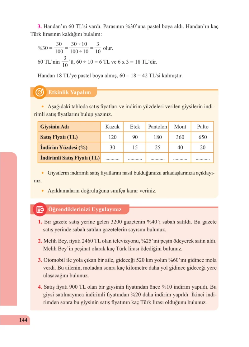 5. Sınıf Matematik Ders Kitabı Cevapları Özgün Yayınları Sayfa 144
